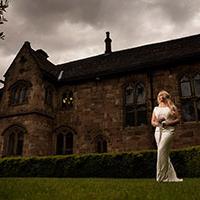 Bride outside Chetham's Library