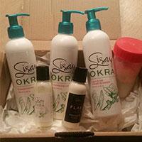 Sissy Okra Hair Products in basket Sissy Okra Hair Products in basket