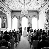 Historic Nanteos Mansion wedding venue - the music room filled with guests Historic Nanteos Mansion wedding venue - the music room filled with guests