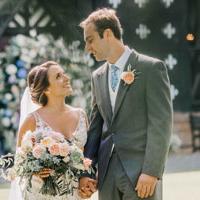 Couple getting married at historic hall Couple getting married at historic hall