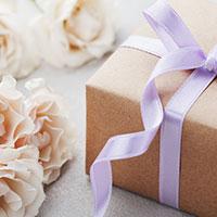 Wedding gift with purple ribbon Wedding gift with purple ribbon