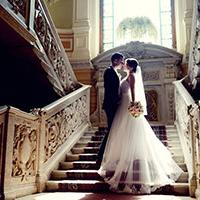 Instagram photograph of a young couple, just married after dealing with wedding stress